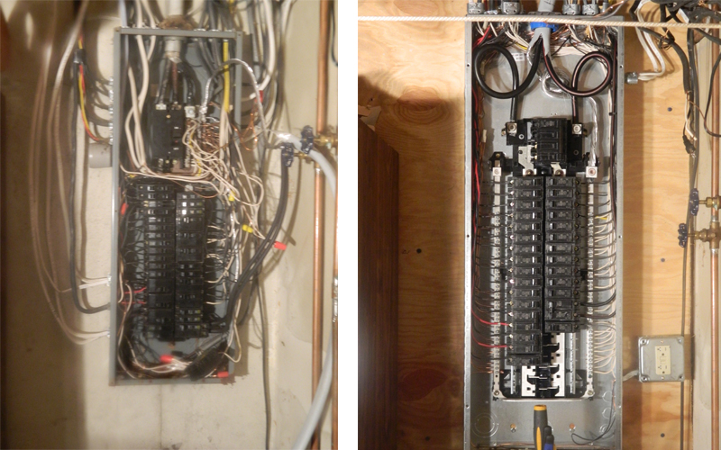 Before & After Breaker Panel Update Breaker Panel update by Rob Stubbins